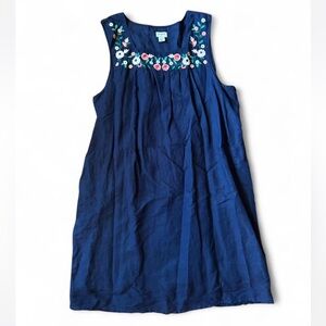 J. Crew Dark Blue Top with Floral Embroidery